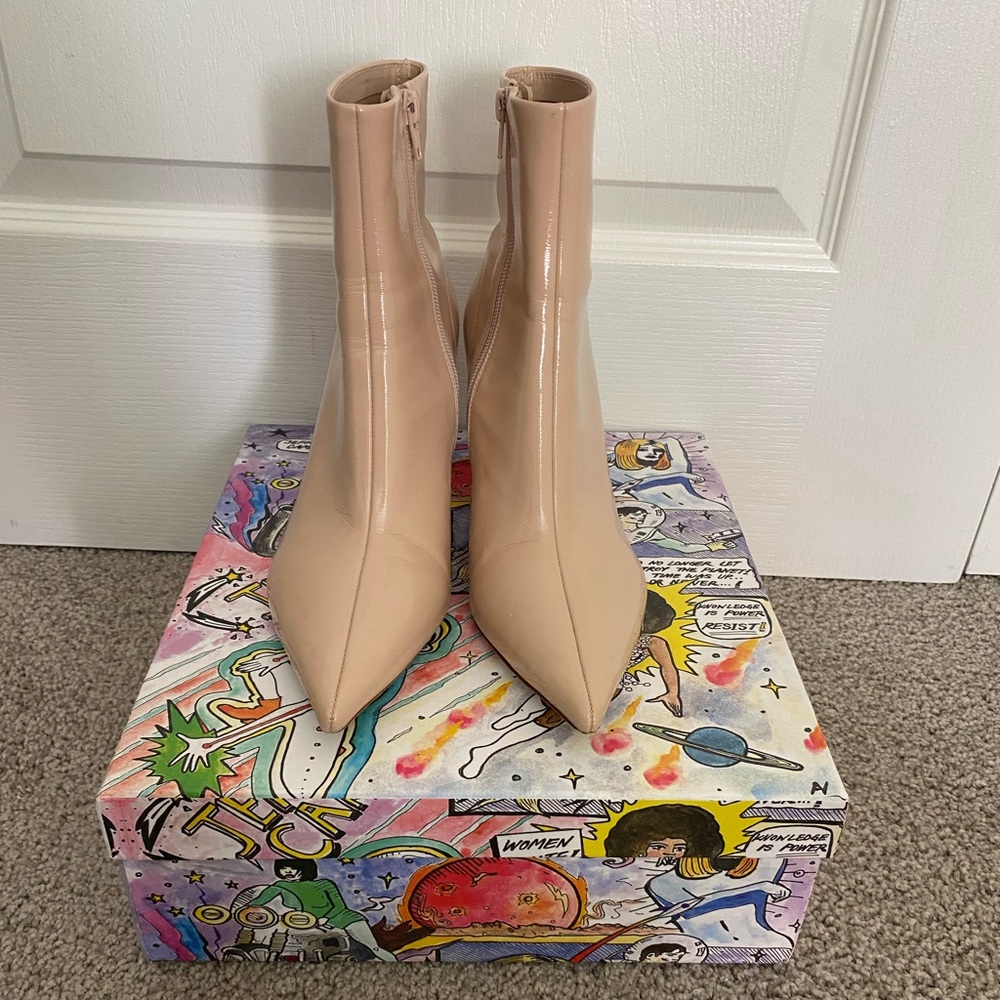 Jeffrey Campbell Nixie Nude Patent Ankle Boots Size 8